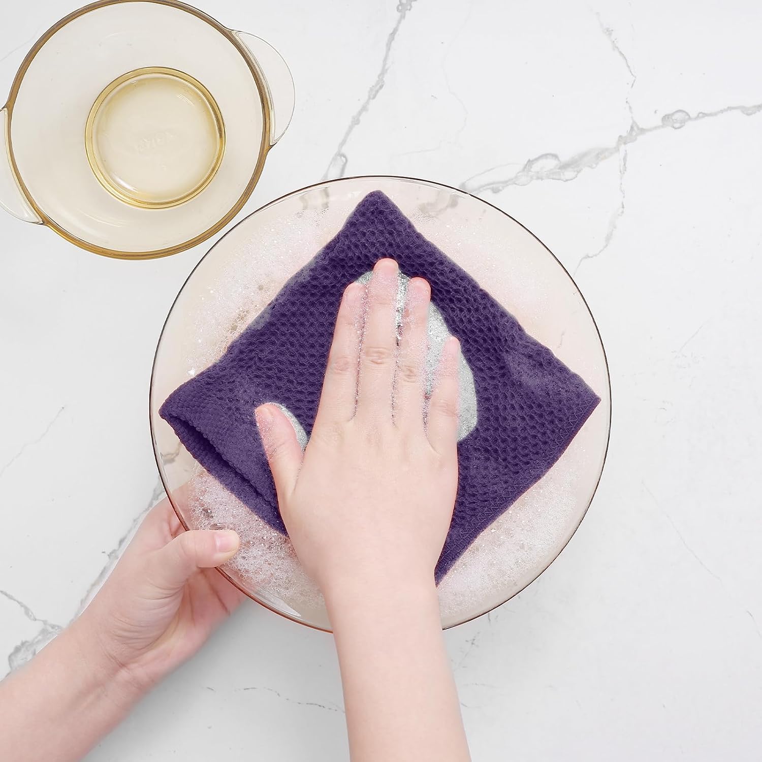 Homaxy 100% Cotton Waffle Weave Kitchen Dish Cloths 8-Pack, Eggplant