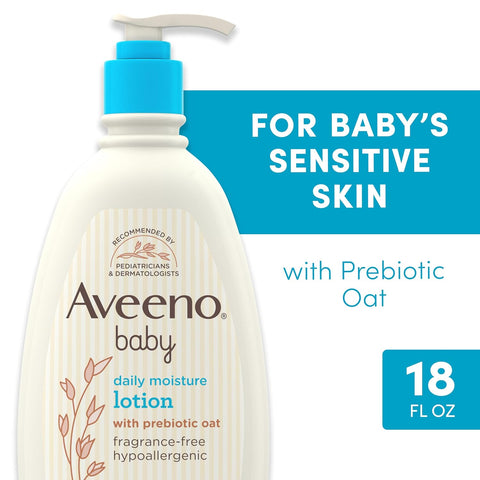 Aveeno Baby Daily Moisture Body Lotion, Fragrance Free, 18 fl. oz