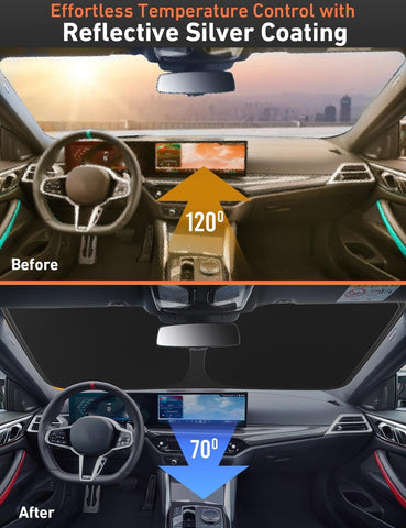 EcoNour Windshield Sunshade Compatible for Jaguar XJ 2010-2017 2018 2019