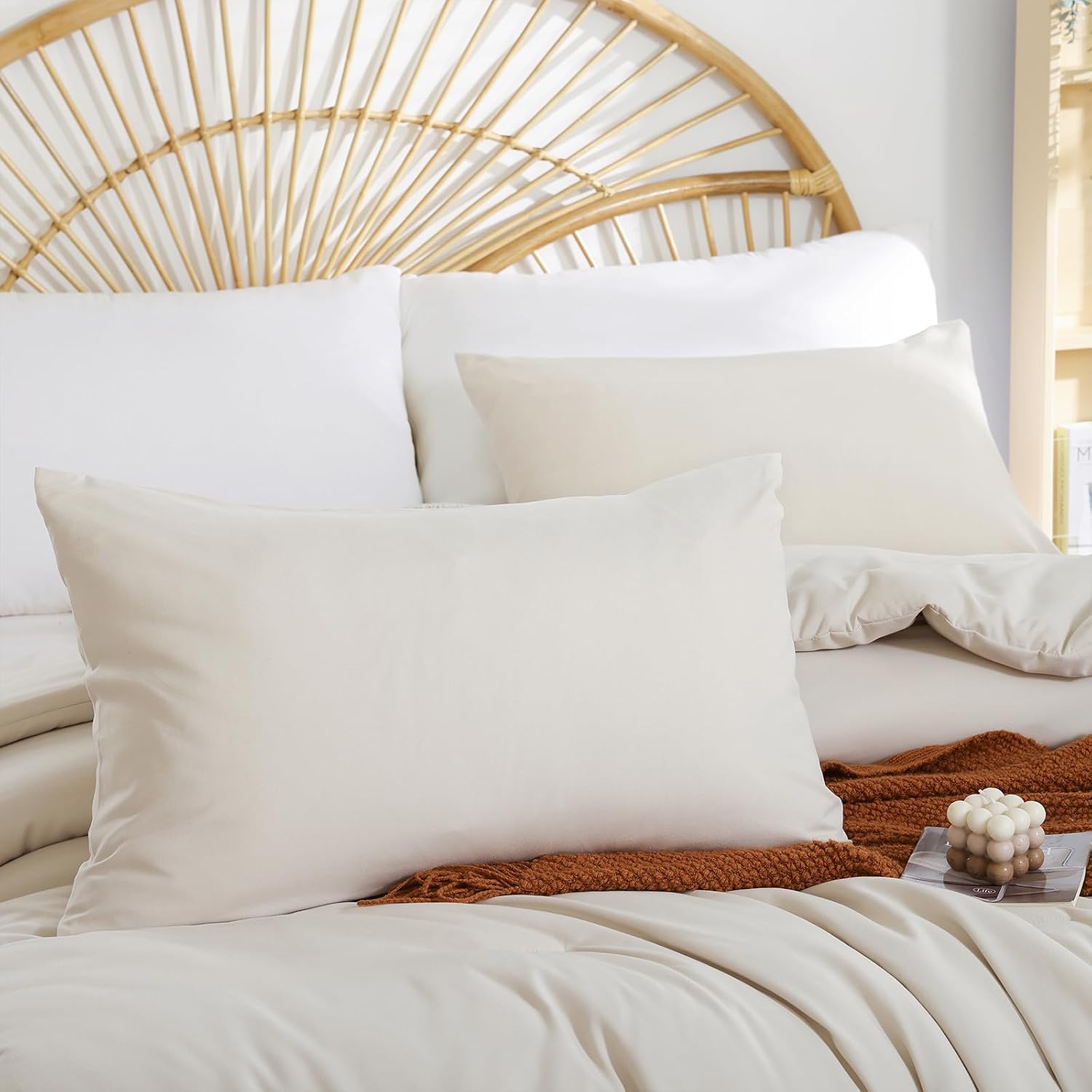 weigelia Beige Comforter Set Twin Size, All Season Lightweight Bedding Set