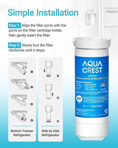 AQUA CREST XWFE® Water Filter, Replacement for GE® XWFE®, Built-in Chip