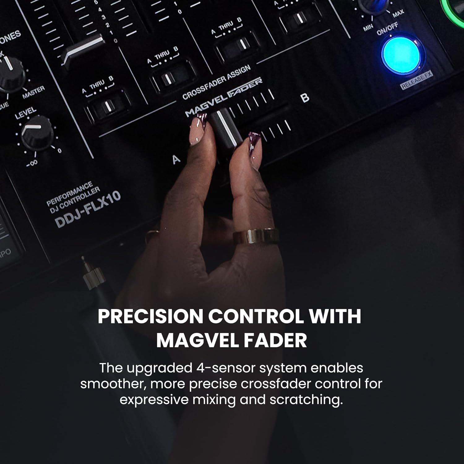 Pioneer DJ DDJ-FLX10 4-Channel Professional DJ Controller - Black Bundle with Laptop Stand, Headphones, and Austin Bazaar Polishing Cloth