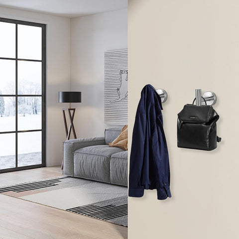 NearMoon Bath Towel Hooks- SUS 304 Stainless Steel Robe Hook Holder, Heavy Duty Coat Hook for Bathroom Livingroom Hotel Kitchen Garage, Wall Mounted (Brushed Nickel, 3 Pack)