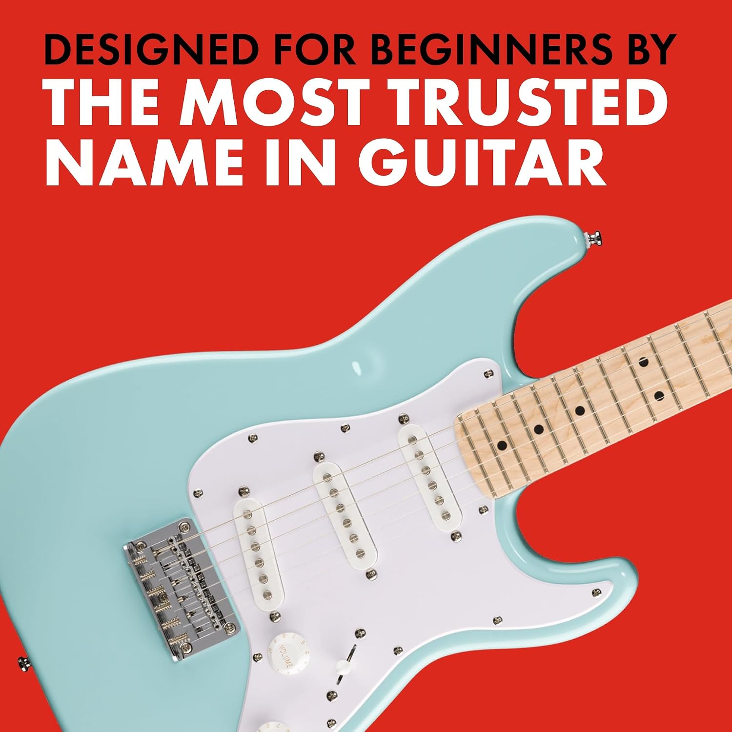 Fender Mini Stratocaster Beginner Electric Guitar Kit with Amp, Daphne Blue