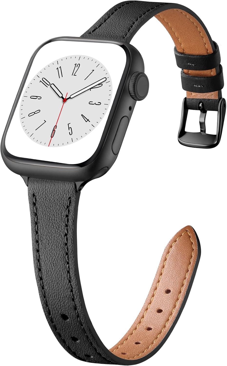 Charlam Slim Leather Band Compatible with Apple Watch Bands for Women 40mm 38mm 41mm 42mm 44mm 45mm 46mm, Top Grain Genuine Leather Strap Thin Wristband for iWatch Series 11 10 SE 9 8 7 6 5 4 3 2 1