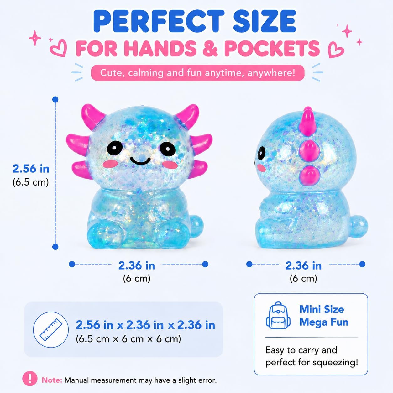 Axolotl Squishy Stress Ball, Cute Soft Slow Rising Squishy Toy, Calming Fidget Squeeze Toy Sensory Toy for Stress Relief Kids Adults