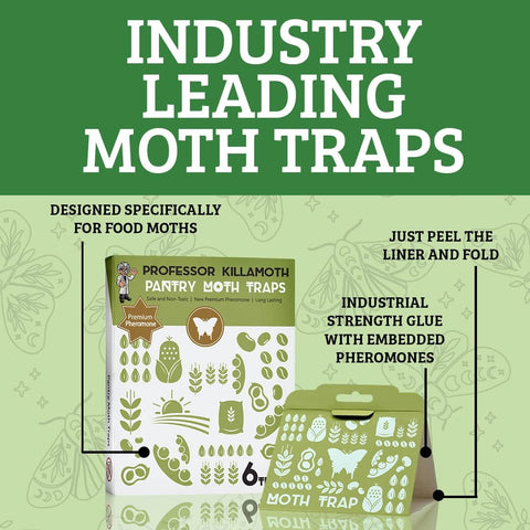 Professor Killamoth Pantry Moth Traps with Pheromones - 6 Sticky Glue Traps