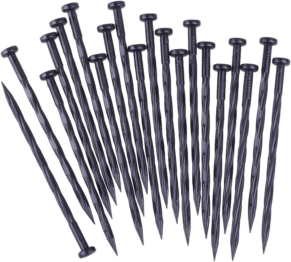 Landscape Anchoring Spikes, 25PCS 8 Inch Spiral Plastic Landscape Spikes for Garden Lawn Yard, Paver, Weed Barrier, Artificial Turf (8in -25 Count)