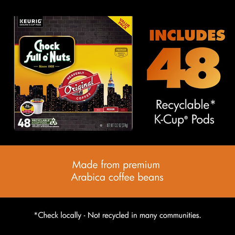 Chock Full o' Nuts K-Cup Pods - Heavenly Original, 48 K-Cup Pods