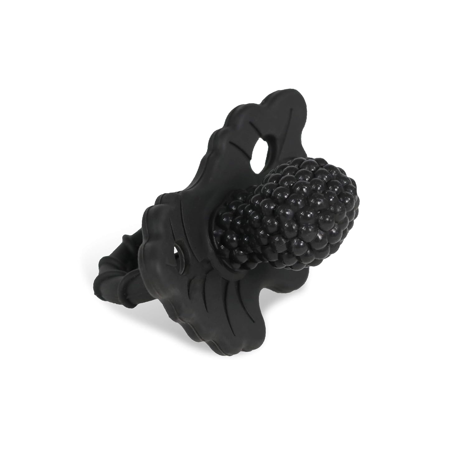 RaZbaby RaZberry Silicone Teether Pacifier – Teething Relief for Infants, Food-Grade, BPA-Free, Hands-Free Design, Natural Berrybumps Fruit Texture for Sensory Development, Freezable – Black