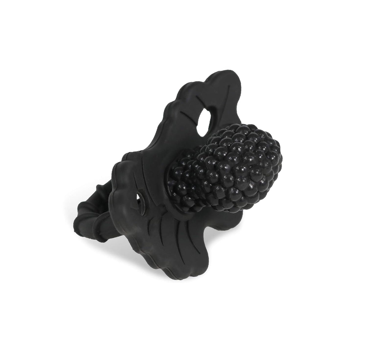 RaZbaby RaZberry Silicone Teether Pacifier – Teething Relief for Infants, Food-Grade, BPA-Free, Hands-Free Design, Natural Berrybumps Fruit Texture for Sensory Development, Freezable – Black