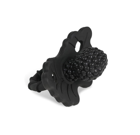 RaZbaby RaZberry Silicone Teether Pacifier – Teething Relief for Infants, Food-Grade, BPA-Free, Hands-Free Design, Natural Berrybumps Fruit Texture for Sensory Development, Freezable – Black