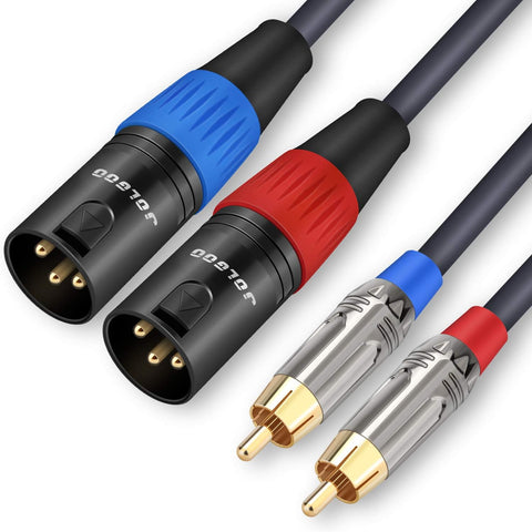 JOLGOO RCA to XLR Cable - Dual RCA/XLR Male HiFi Audio Cable, 10 Feet, 4N OFC Wire, for Amplifier, Mixer, Microphone