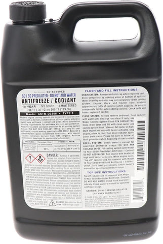 Mopar 68163849AB 10 Year/150,000 Mile Coolant 50/50 Premixed - Embittered, 1 Gallon