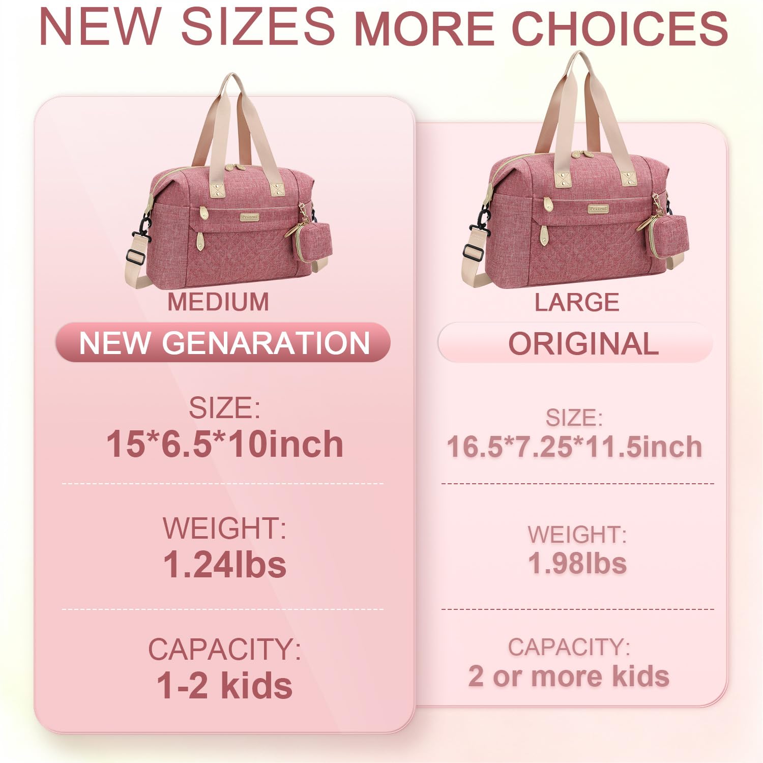 Pritent Diaper Bag Tote Waterproof Maternity Baby Bags with Pacifier Case