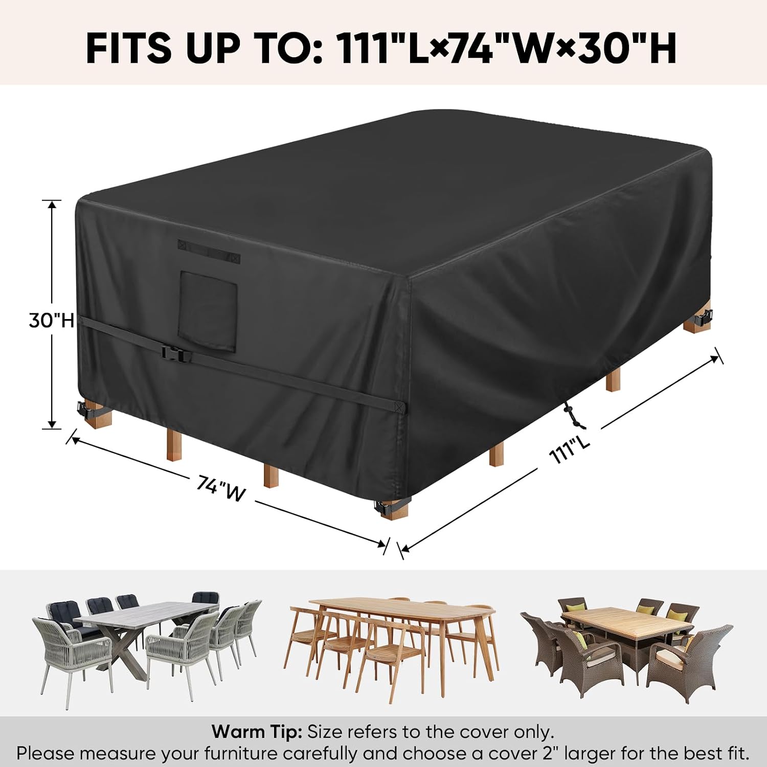 BALEINE Patio Furniture Covers Waterproof, Heavy Duty Outdoor Table Cover