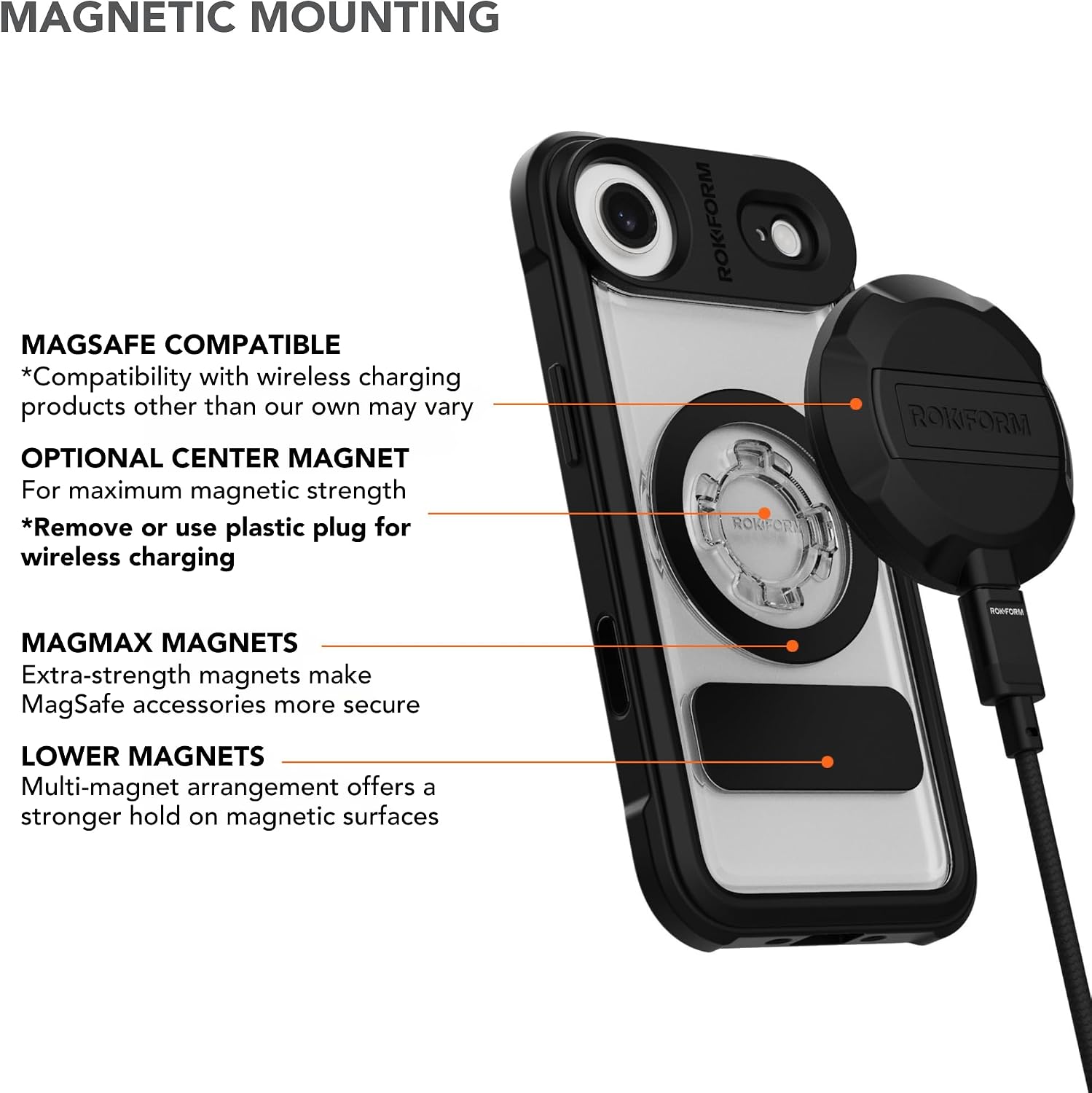 Rokform Crystal Case for iPhone 17 Air, Magnetic + RokLock (Clear)
