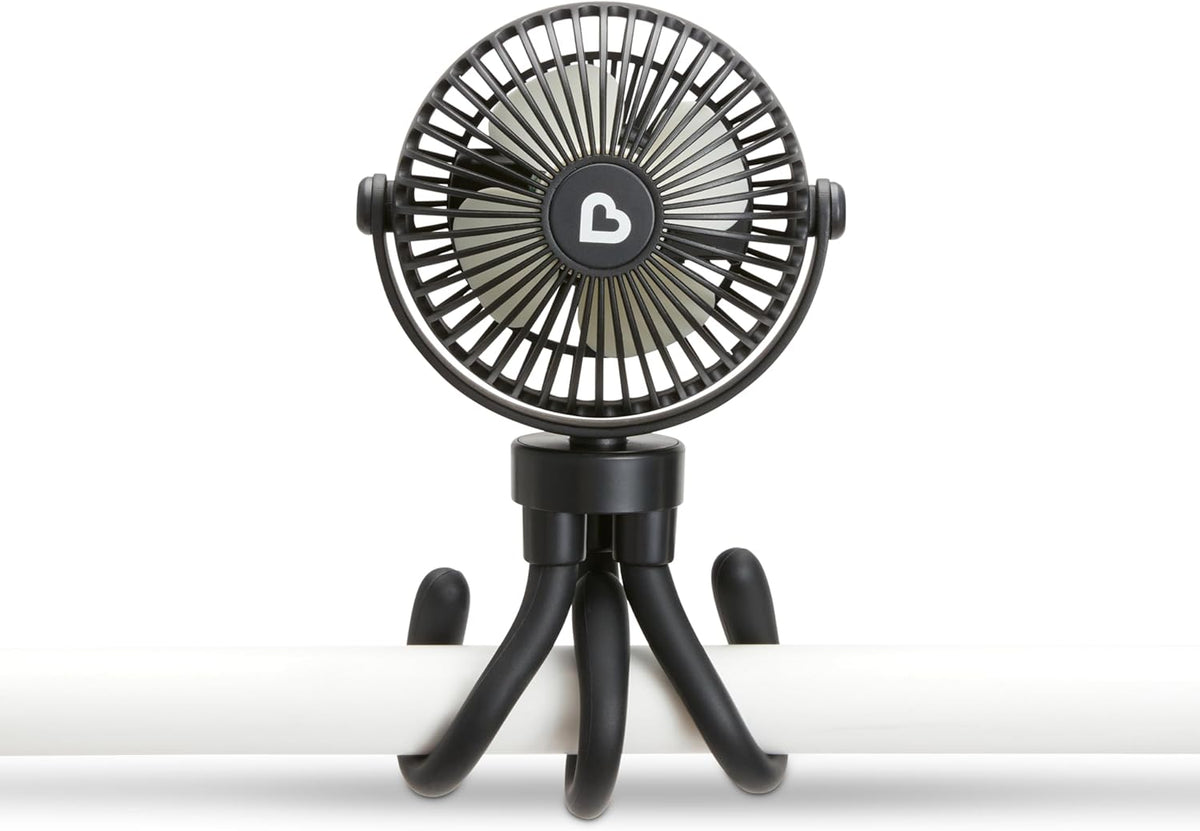 Munchkin Portable Stroller Fan for Baby, 4 Speed LED Lights, Black