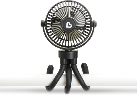 Munchkin Portable Stroller Fan for Baby, 4 Speed LED Lights, Black