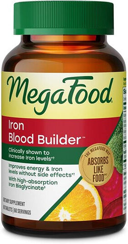 MegaFood Blood Builder Iron Supplement, Energy Support, Vegan, 60 Tablets