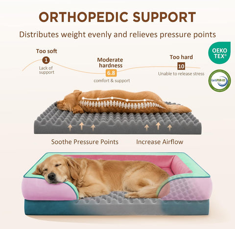 Comfort Expression Orthopedic Dog Bed for Extra Large Dogs with Bolster