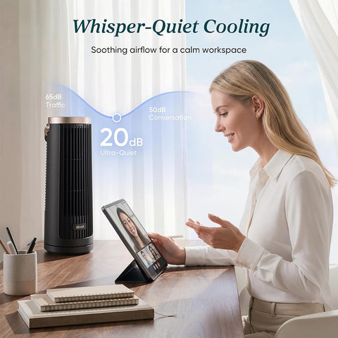 Levoit Windi Mini Pro Tower Fan for Bedroom, Portable Rechargeable Desk Fan