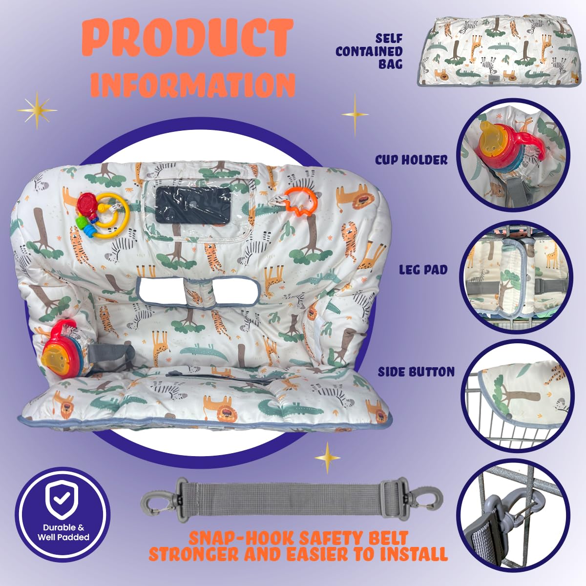 Shopping Cart Cover for Baby, Waterproof Grocery Cart & High Chair Cover