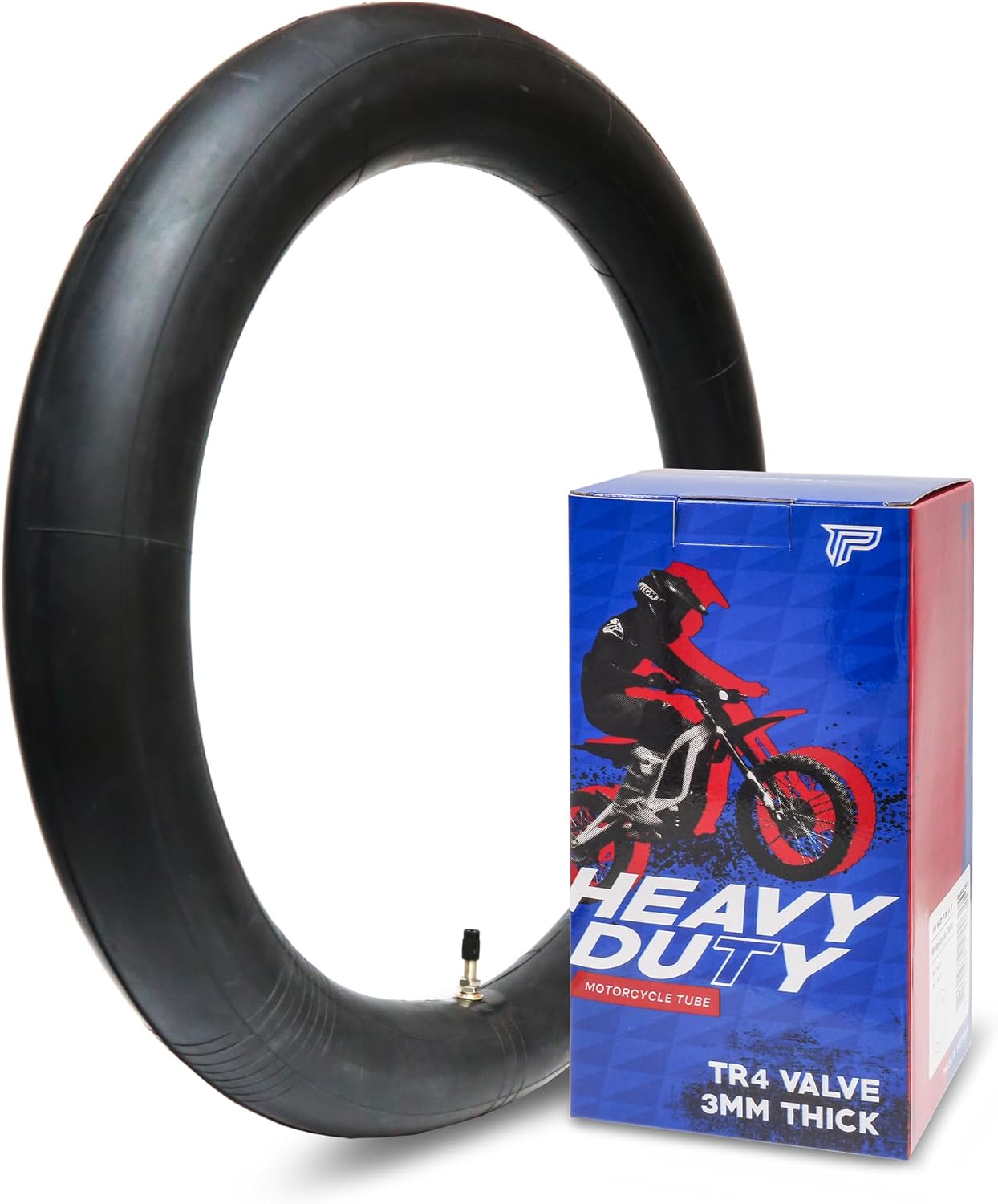 PIVOTRAX-100/90-19 (4.10 X 19) Heavy Duty Motorcycle Tube - 3mm Thick - TR4 Valve