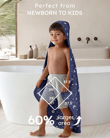 Yoofoss Hooded Baby Bath Towels 2 Pack 100% Muslin Organic Cotton with Hood