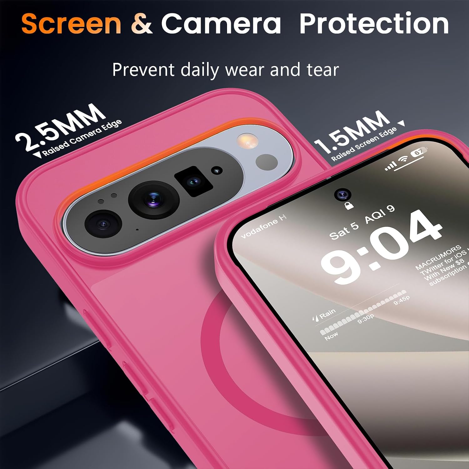 WRJ Magnetic for Pixel 11 Pro XL Case Fit for Pixelsnap, Hot Pink