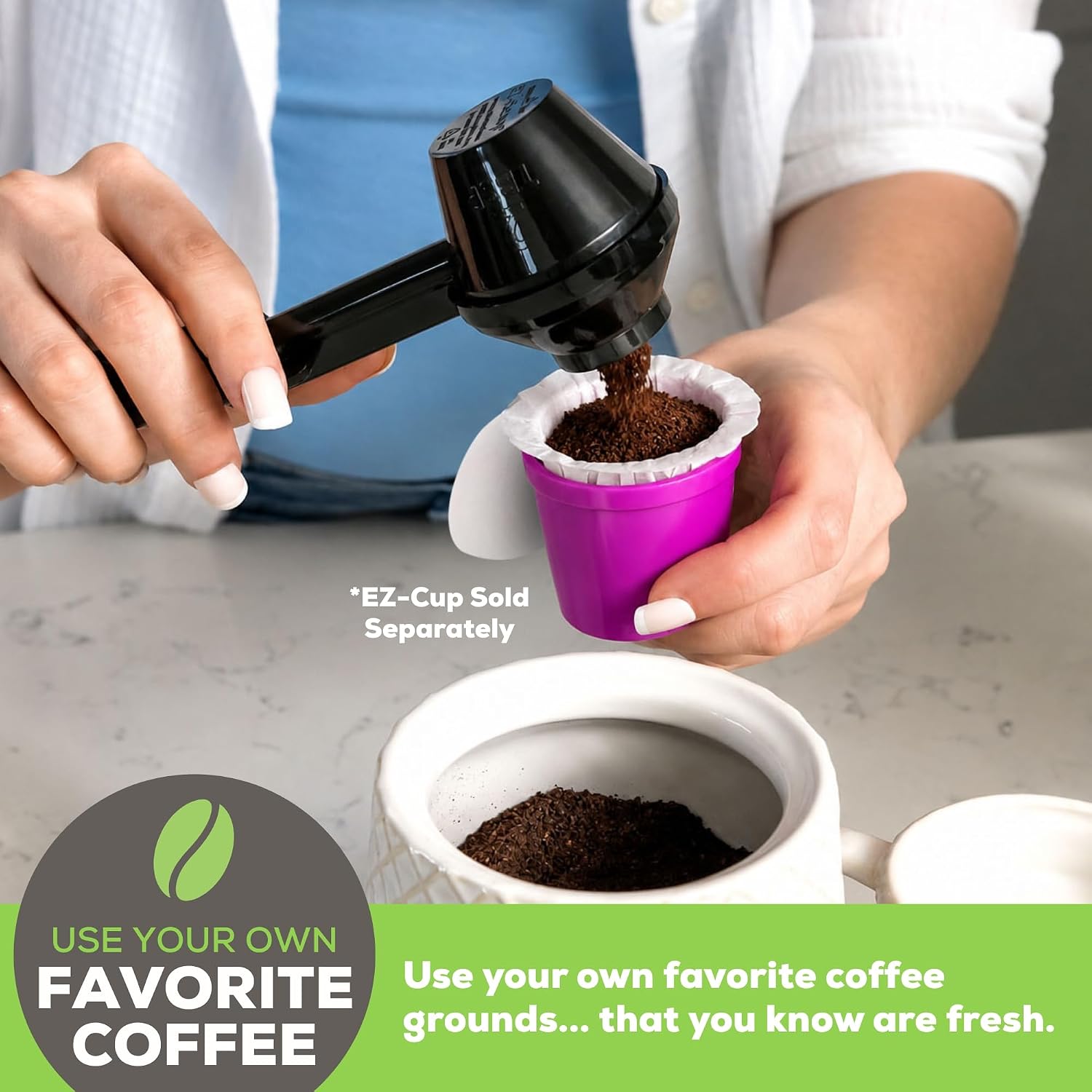 Perfect Pod EZ-Cup Paper Filters with Lid for Reusable Coffee Pods, 300 Ct