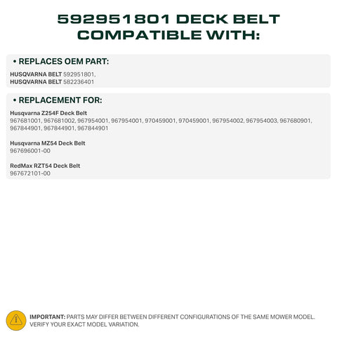 UDC Parts 592951801 Deck Belt Replacement for Husqvarna 54 Inch, 0.53"x152"