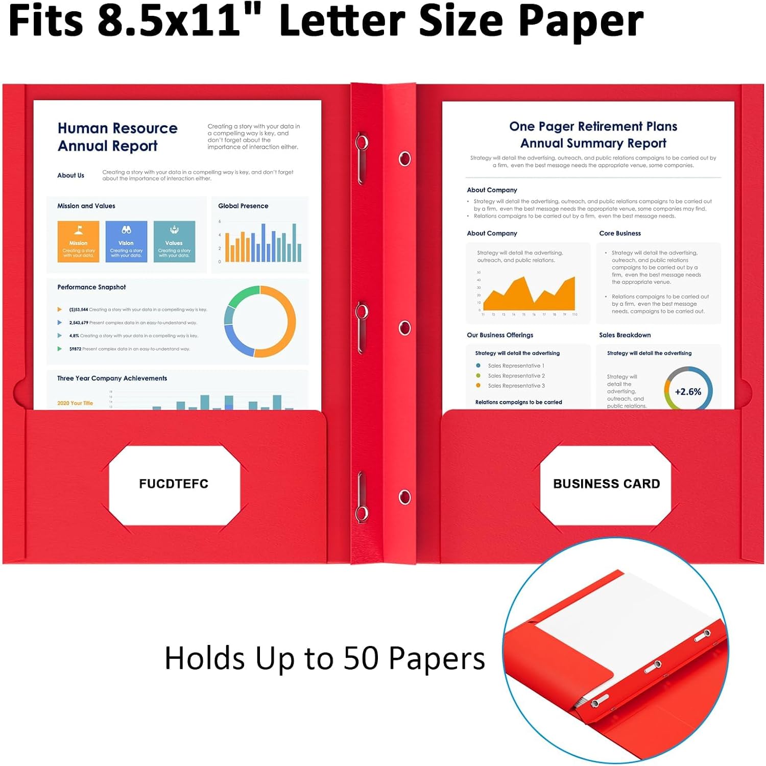 2 Pocket Folders with Prongs, 5 Pack Paper Folders with Pockets and Prongs