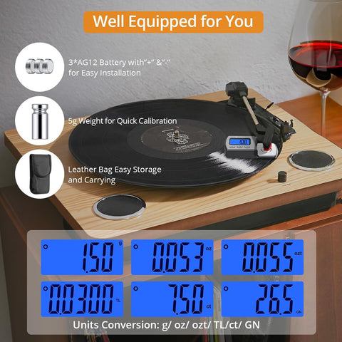 Neoteck Digital Turntable Stylus Force Gauge 0.01g/5.00g with Blue LCD
