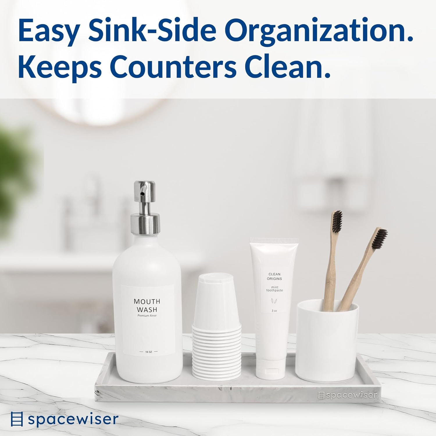 Spacewiser Silicone Countertop & Vanity Tray – 11.7” Bathroom Counter Tray