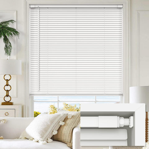 LazBlinds No Drill 1" Vinyl Mini Blinds, 38" W x 48" H, White
