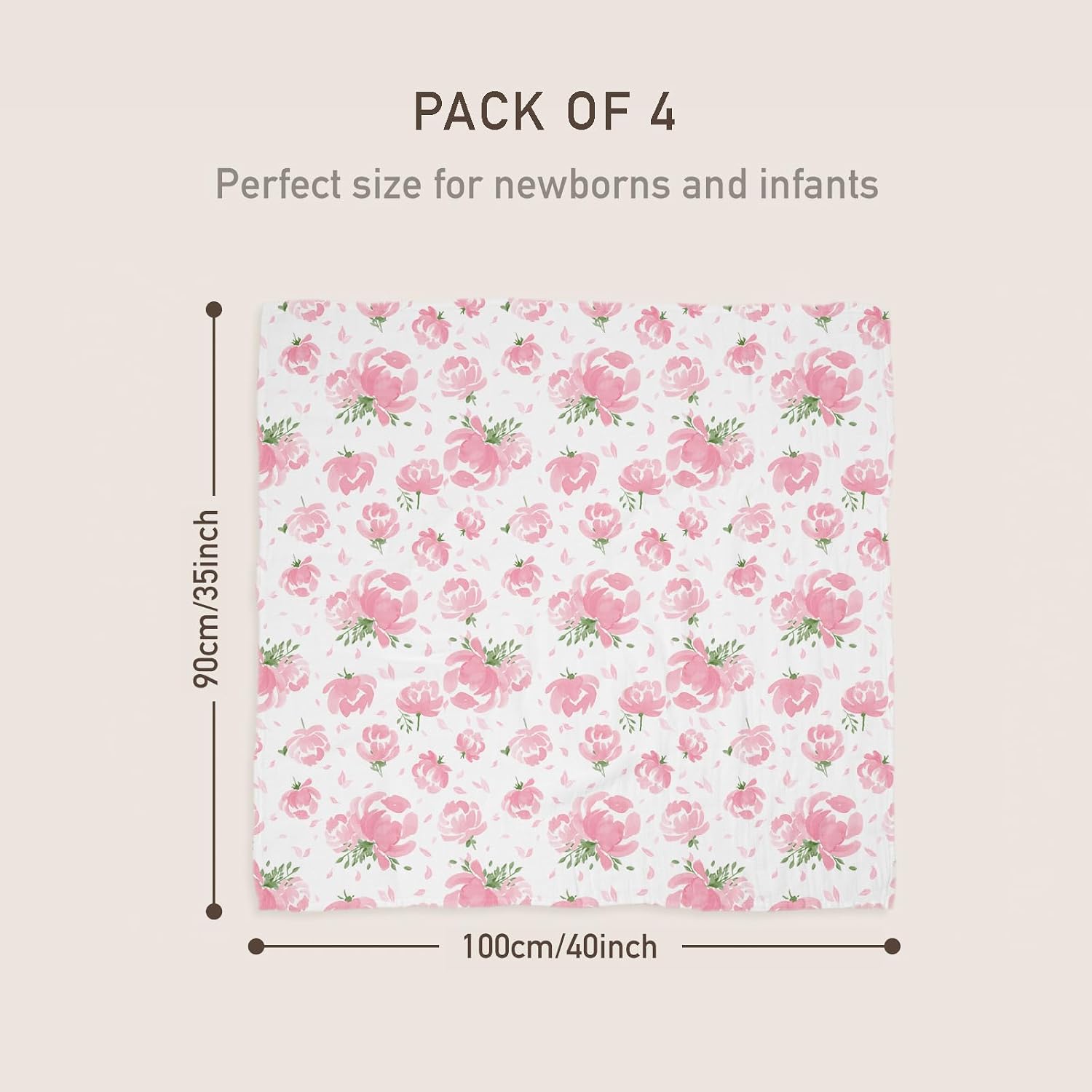 GLLQUEN BABY Muslin Swaddle Blankets 4Pk Receiving Blanket Large 35" x 40"
