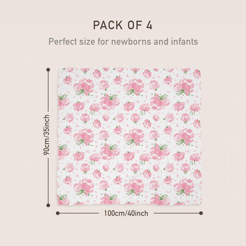 GLLQUEN BABY Muslin Swaddle Blankets 4Pk Receiving Blanket Large 35" x 40"