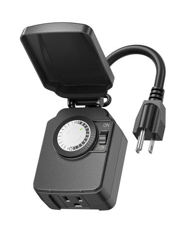 BN-LINK Outdoor 24-Hour Mechanical Timer Outlet, 1 Grounded Outlet