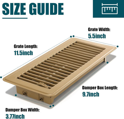 VOISEN Floor Register 4x10, 8 Pack Brown Floor Register Vents
