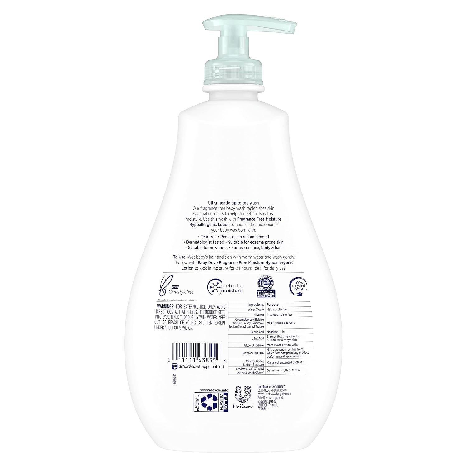 Baby Dove Sensitive Moisture Tip to Toe Wash and Shampoo 20 oz, Pack of 4