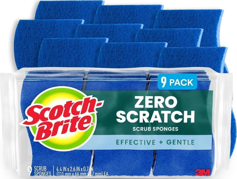 Scotch-Brite Zero Scratch Scrub Sponge, 9 Pack