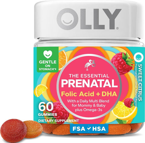 OLLY Prenatal Multivitamin Gummy, Daily Blend for Mommy & Baby - 60 Count