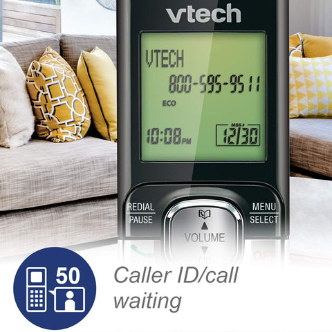 VTech CS6529-2 2-Handset Cordless Phone, Silver/Black | Answering Machine, Caller ID/Call Waiting, DECT 6.0, Handset Speakerphone