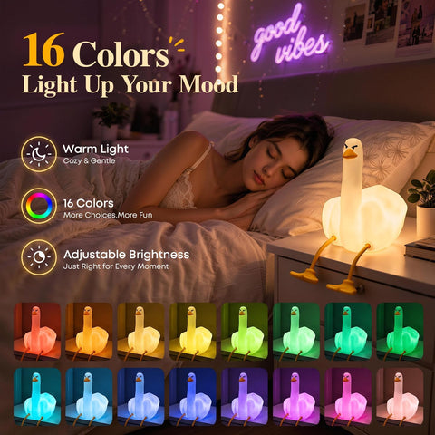 Cool Duck Squishy Lamp, Funny Gifts, 16 Colors Random Stuff, Touch+Recharge Night Light, Unique Cool Stuff, Gag Prank Weird Stuff, Birthday/ White Elephant Gifts for Men/Women/Teens/Girls/Boys/Kids