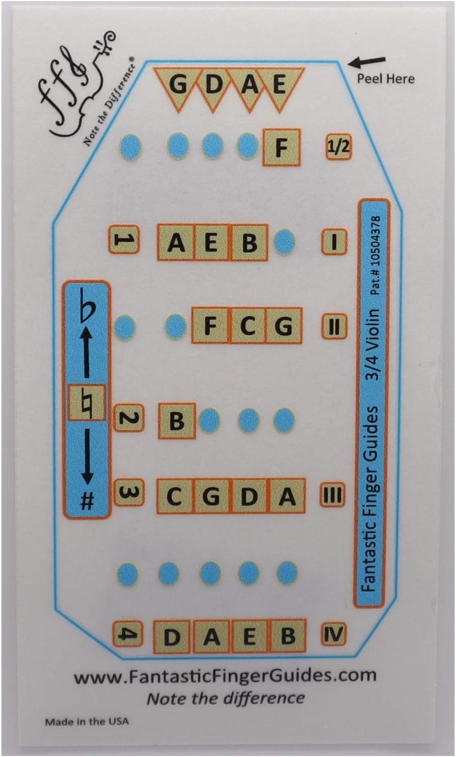 Fantastic Finger Guide for Violins Adult Beginner | Stringed Musical Instruments | Fingerboard and Fretboard Stickers for Learning All Notes | Play or Fiddle (3/4)