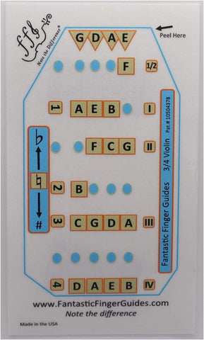 Fantastic Finger Guide for Violins Adult Beginner | Stringed Musical Instruments | Fingerboard and Fretboard Stickers for Learning All Notes | Play or Fiddle (3/4)