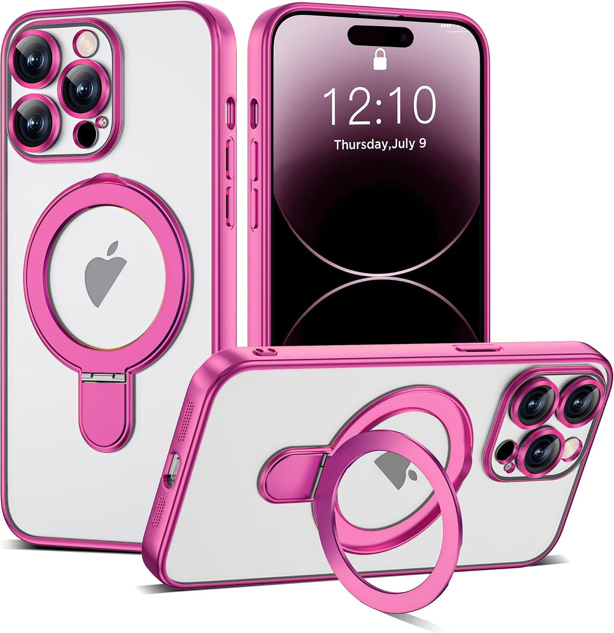 Plating Clear Case for iPhone 14 Pro Max with Stand 6.7", Rose