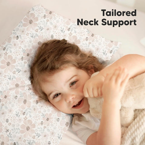 KeaBabies Organic Toddler Pillow with Pillowcase, Jumbo 14X20 (Flora Vale)