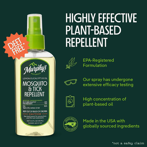 Murphy's Naturals Mosquito & Tick Bug Repellent Spray, 4 fl oz (Pack of 1)
